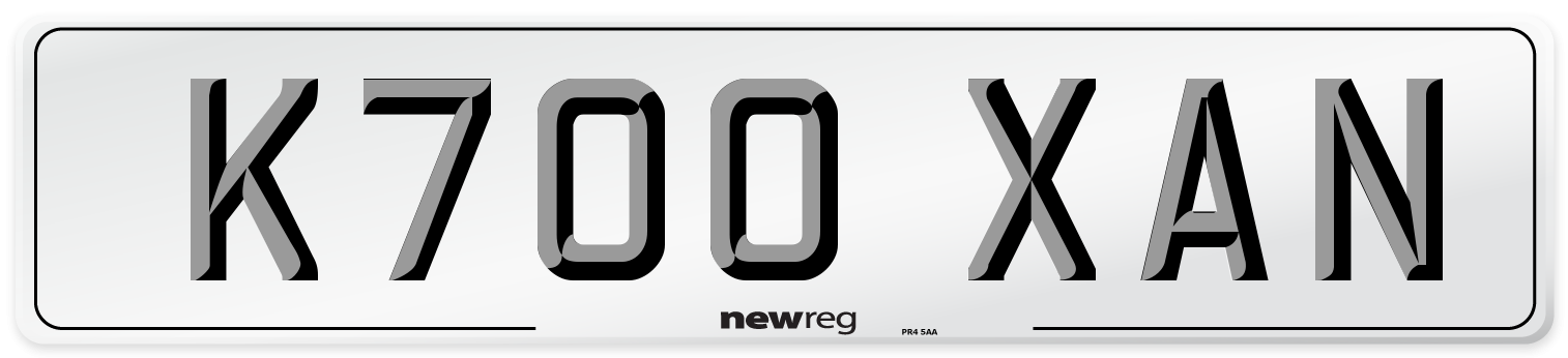 K700 XAN Number Plate from New Reg